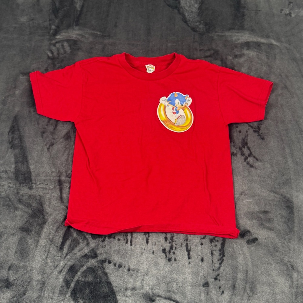 Sonic the Hedgehog Graphic Tee Youth Size M Red Short Sleeve Cotton Shirt